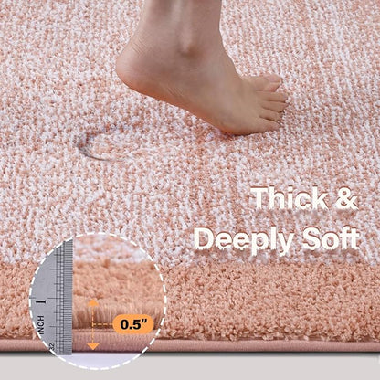 70x24 Long Bathroom Rugs Washable Non Slip, Pink Bath Mat for Bathroom Floor Tub, Soft Absorbent Quick Dry Mats for Shower, Bathtub,Home Decor