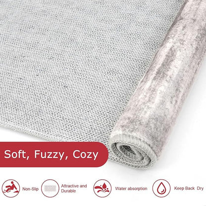 KOZYFLY 4x6 Area Rug Modern Abstract Washable Large Rugs for Entryway Non-Slip Soft Living Room Rug, Print Grey/Light Beige/Brown Throw Rugs Indoor Mat for High-Traffic Door Entrance