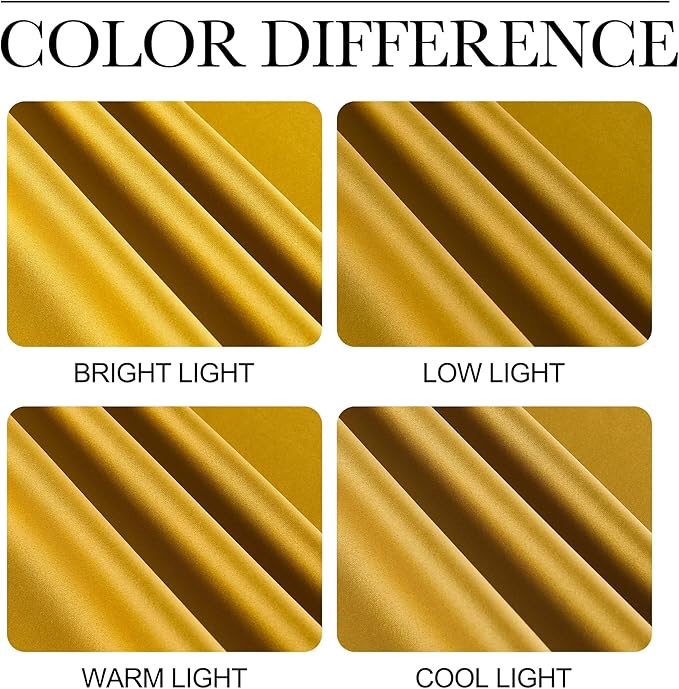 NICETOWN Gold Blackout Cafe Faux Silk Curtains for Small Windows, 42" Wide by 84" Long, 2 Panels, Grommet Privacy Blackout Satin Drapes for Home Decoration