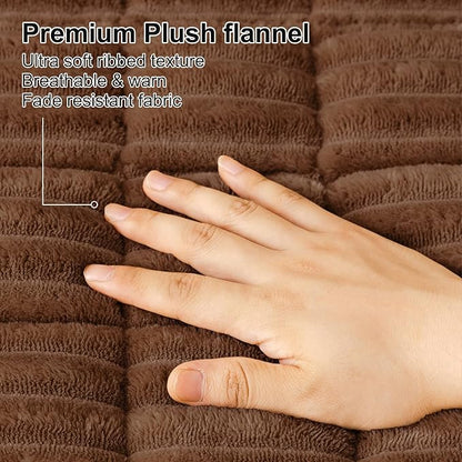 Smiry Couch Cover for Dogs Washable, Non Slip Fuzzy Pet Couch Covers for 3 Cushion Sofa Pet Friendly, Thick Soft Sofa Slipcovers Cushion Protector (Brown, 27.6" x 59")