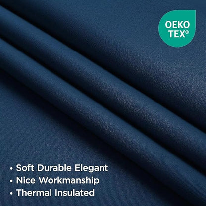Joydeco Blackout Curtains 84 Inch Length 2 Panels Set, Thermal Insulated Long Curtains& Drapes 2 Burg, Room Darkening Grommet Drapes for Living Room Bedroom Window (Navy Blue, W52 x L84 Inch)