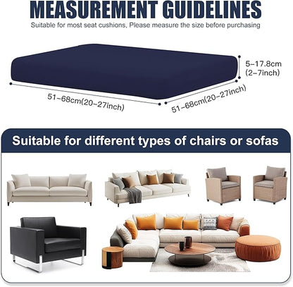 Patio Stretch Cushion Covers, Chair Cushion Covers& Sofa Replacement Slipcovers for Patio Furniture Cushion Covers, Washable Reusable Furniture Protector (4, Navy)