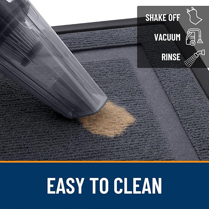 OLANLY Front Door Mat Indoor Outdoor Entrance, Waterproof All-Season, All-Weather Doormat, Sturdy Natural Rubber, Fade Resistant, Low Profile, Easy Clean Patio Porch Entryway Mat, 59x30, Light Grey