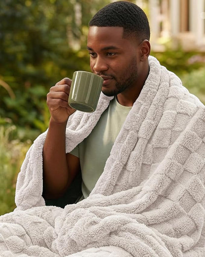Utopia Bedding Linen Checkered Fleece Throw Blanket for Couch or Bed, Soft Plush Cozy Blanket for Women and Men, Ultra Comfy Travel-Friendly Bed Throws for Relaxation, 50x60 Inches