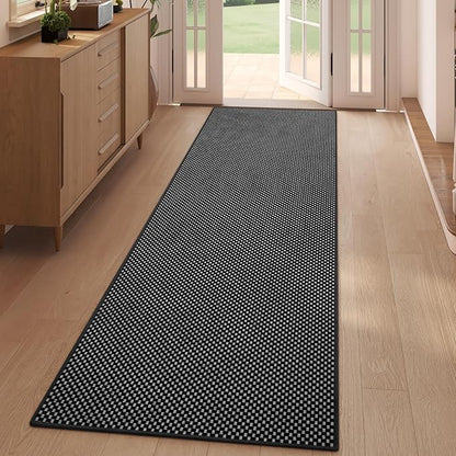 YDKGL 2x6 ft Kitchen Runner Rug Mat Non Slip Boho Woven Hallway Runner Washable, Soft Long Entryway Laundry Hall Floor Runners Rugs Carpet for Indoor Backdoor Bedroom Kitchen Living Room, Black