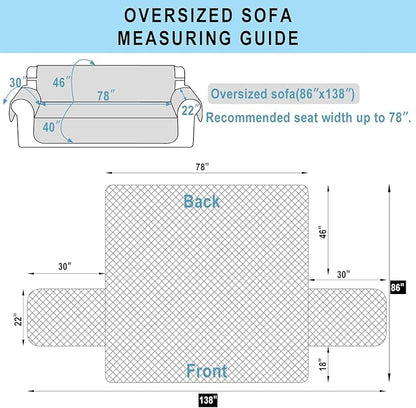 Reversible Oversized Sofa Covers Couch Cover Furniture Protector for Dogs Elastic Straps Water Resistant(XLSofa,Camel/Beige)