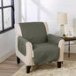 Great Bay Home Reversible Chair Cover - Washable Slipcover Furniture Protector with Elastic Straps - Perfect for Kids & Pets - Quilted & Stitched Detail (Sage Green/Light Gray)