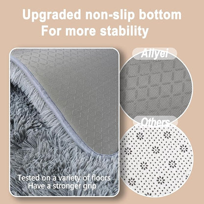 Soft Runner Rugs for Bedroom Hallways, 2x3 Grey Fluffy Shag Throw Area Rug Non Slip for Bedside Dorm, Long Shaggy Furry Carpet for Nursery Living Room