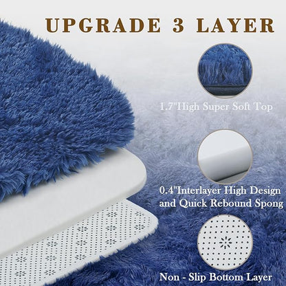 3x5 Rug, Bedside Preppy Dorm Area Rug, College Essentials Small Carpets for Bedroom, Anti Slip Living Room Rugs Home Decor (Royal Blue, 3 x 5)