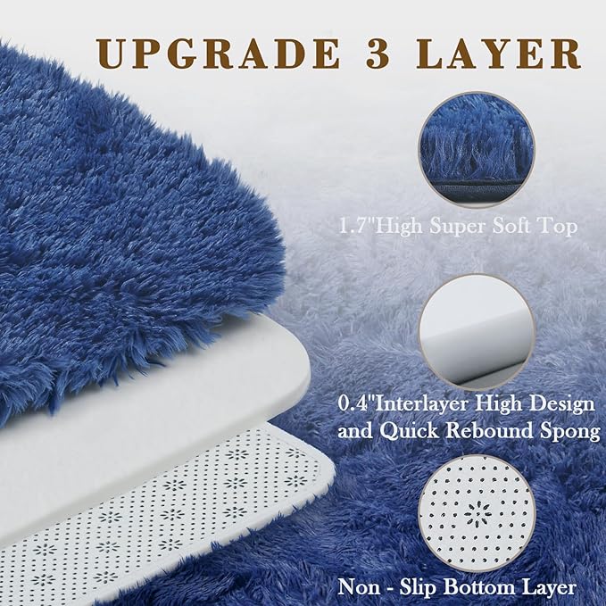 8x10 Area Rugs for Living Room Bedroom, Large Area Rug Shaggy Carpet Soft Plush Furry Bedside Rug, Rugs for Home Decor (Royal Blue, 8 x 10)