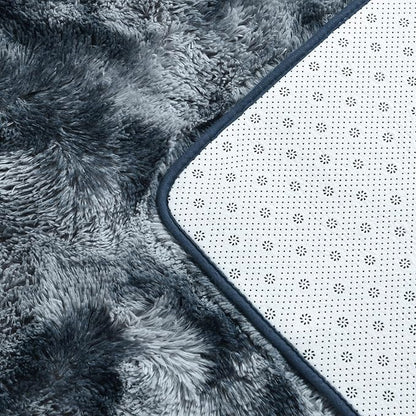 Deerhoo Large Shag Area Rugs 6 x 9, Tie-Dyed Plush Fuzzy Rugs for Living Room, Ultra Soft Fluffy Furry Rug for Bedroom, Indoor Carpet Nursery Rugs for Kids Room Home Decor, Blue and Grey