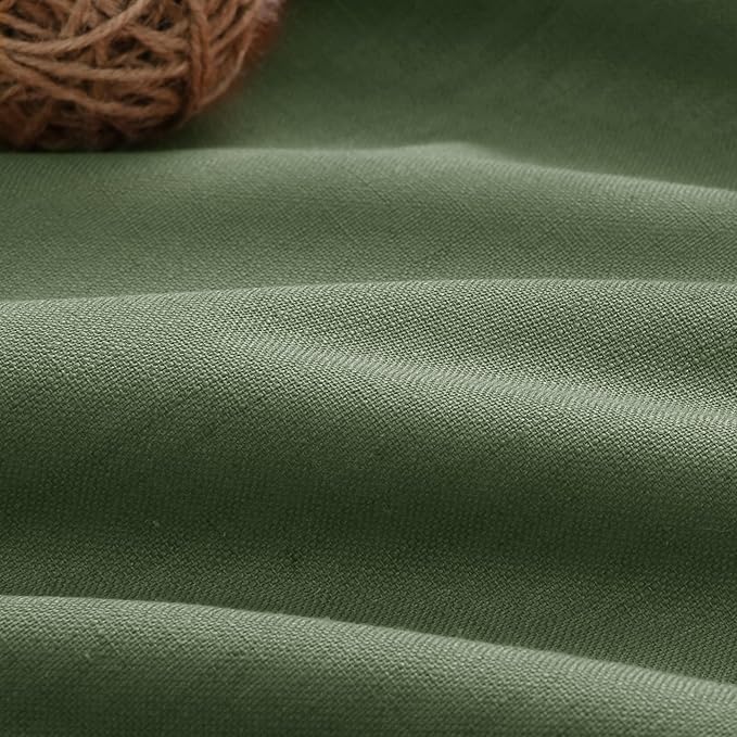Guken Olive Green 100% Blackout Curtains 90 Inch Length 2 Panels Set for Living Room Bedroom Back Tab Thermal Insulated Black Out Linen Drapes Room Darkening Window Curtains 90 Inches Long