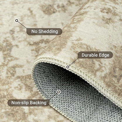 LEPEII 5x7 Area Rugs, Rugs for Living Room, Indoor Non-Slip Washable Rug for Bedroom, Dining Room, Low Pile Home Decor Neutral Area Rug