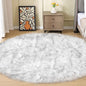 ORINOVA White and Grey Shaggy Round Rugs 6.6ft Large Circle Washable Faux Sheepskin Furry Fur Rugs for Bedroom Living Room Nursery Rug Home Décor