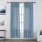 Nanspring Blue Curtains 80 Inches Length for Living Room Back Tab Rod Pocket Semi Sheer Linen Drapes Muted Neutral Boho Dusty Blue Linen Textured Window Curtain for Dining Room Bedroom 52X80 Inch