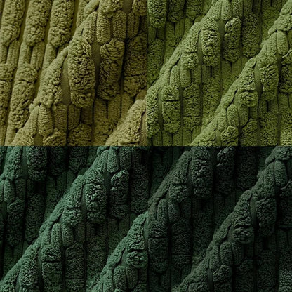 Fancy Homi Set of 4 Green Boho Winter Decorative Throw Pillow Covers 22x22 Inch for Couch Bed Sofa, Aesthetic Modern Bohemian Room Decor, Soft Fuzzy Cozy Corduroy Textured Cushion Case 55x55cm
