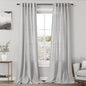 Nanspring Grey Linen Boho Curtains for Bedroom Back Tab Rod Pocket Semi Sheer Curtains 90 Inches Long 2 Panel Set Light Filtering Neutral Farmhouse Lightweight Drapes for Living Room 40x90