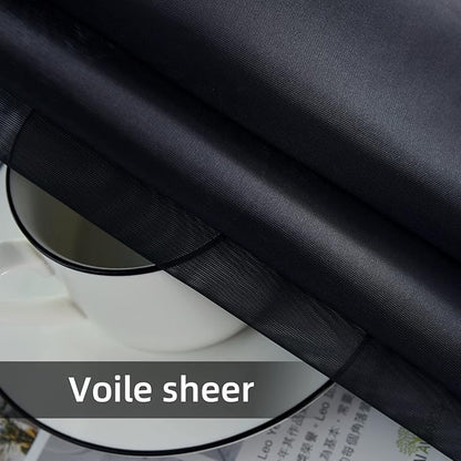 youleyar Solid Sheer Rod Pocket Curtain Voile Draperies 2 Panels White Beige Black Grey Coffee 52 Inch Width 54 Inch Long 1 Pair for Kitchen Bedroom Children Living Room Yard(Charcoal Grey,52Wｘ54L)