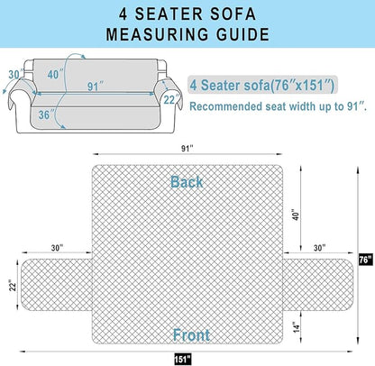 Reversible 4 Seater Sofa Cover 91 Inch Large Couch Cover Furniture Protector(Sofa XX-Large,Dark Blue/Light Grey)