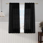 Nanspring Black Cafe Curtains 54 Inch Length Set 2 Panel Back Tab Pocket Semi Sheer Short Linen Black Curtain Tiers for Small Bathroom Window Basement Farmhouse Decor 38x54