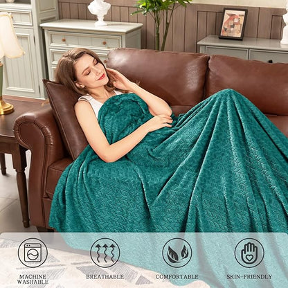 inhand Fleece Throw Blanket, Super Soft Fuzzy Blanket for Couch Sofa Bed Office, Cozy Plush Fleece Blanket Throw Size, Washable Lightweight Flannel Blankets Throw for All Season(50”x60”,Teal)