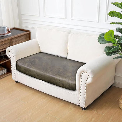 Leather Look Couch Cushion Covers Sofa Seat Slipcovers Sets Couches Furniture Protector for Sectional Armchair Loveseat Pets Kids Stretch Spandex Fabric (1 Cushion Loveseat, Yellow)