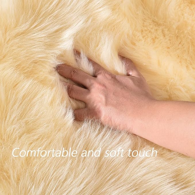 Latepis Yellow Rugs for Living Room Faux Sheepskin 5x6.7 Fuzzy Rugs Washable Fur Rug for Bedroom Bedside Home Décor, Rectangle