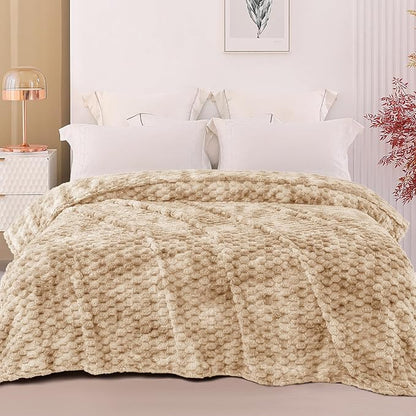 Exclusivo Mezcla Fleece Twin Blanket for Bed, Extra Large Fuzzy Tie-dye Camel Bed Blankets, Soft Cozy Plush Sofa Throws for All Seasons, 90x66 Inches