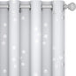 Deconovo Designer Series Silver Cubic Print Room Darkening Curtains for Living Room Bedroom Office, Greyish White, 52W x 95L Inch, 2 Panels