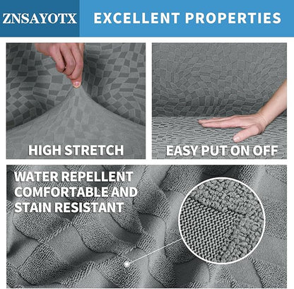ZNSAYOTX Stretch Cushion Covers for Sofa, Individual Sofa Seat Covers Removable with Elastic Band & Ties, Sectional Couch Cushion Cover Replacement Soft Cozy Washable (3Pc, Light Gray)