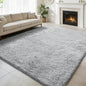 Ultra Soft Fluffy Area Rugs for Bedroom Living Room 10x14, Nursery Rug, Non-Slip Carpet for Kids Dorms Decor, Shaggy Bedside Rug, Light Grey