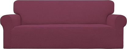 Easy-Going Stretch Sofa Slipcover 1-Piece Sofa Cover Furniture Protector Couch Soft with Elastic Bottom for Kids, Polyester Spandex Jacquard Fabric Small Checks (Sofa, ASH Rose)