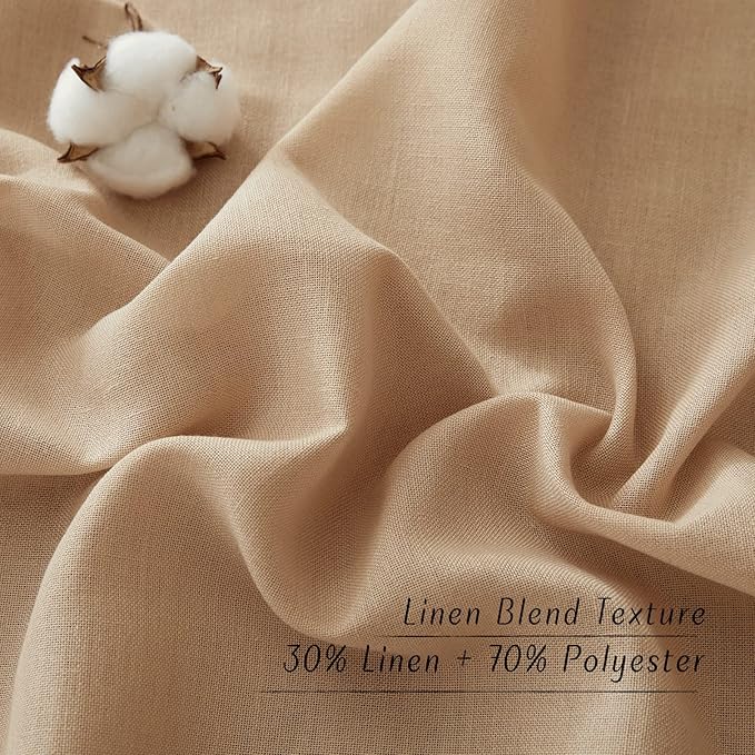 NICETOWN Camel Linen Doorway Curtains 80 inches Long, Grommet Thick Linen Weave Semi Sheer Window Treatments Privacy Assured with Light Filtering for Bedroom/Side Door, W34 x L80