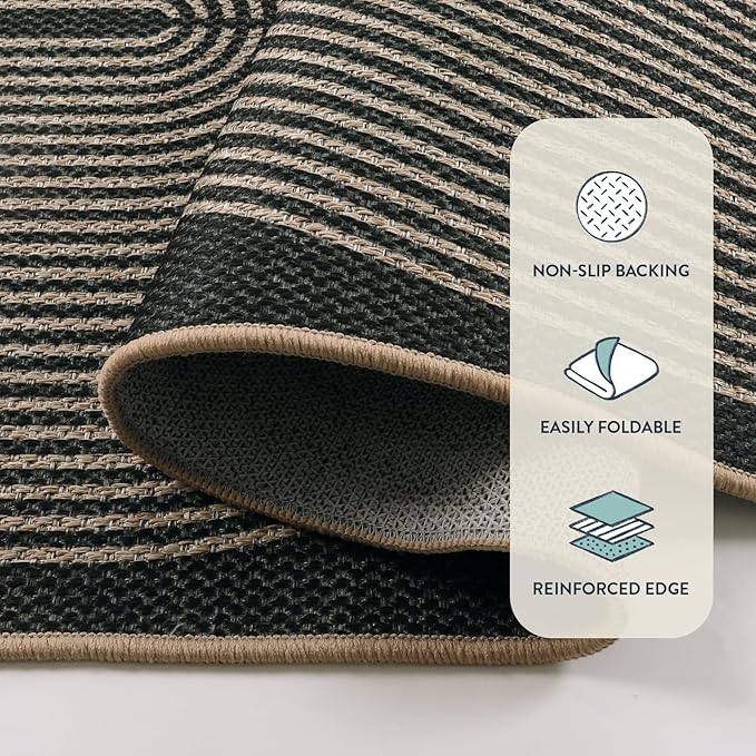 Lahome Enfys Modern Rainbow Kitchen Runner Rug, 2x8 Easy Jute Rug Runners for Hallways Entry Farmhouse Indoor Outdoor Carpet, Contemporary Washable Non Slip Runner for Laundry Room Porch