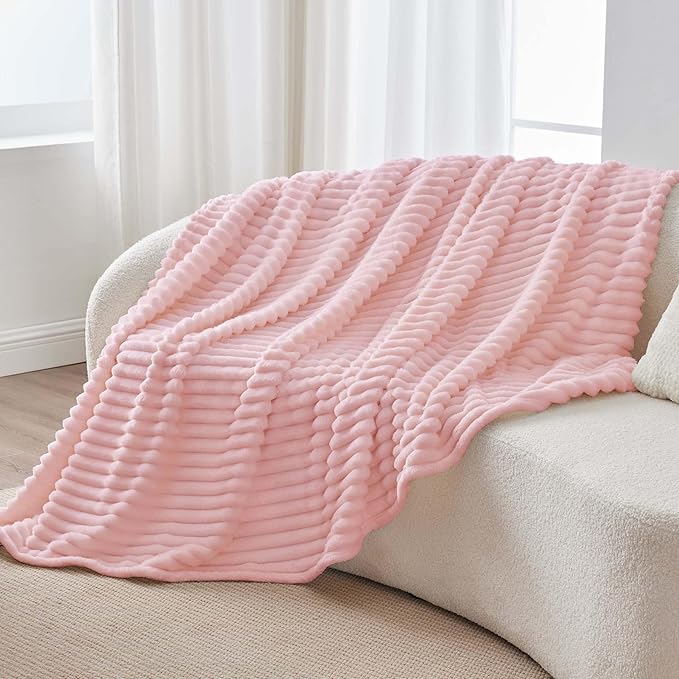 BEDELITE Fleece Pink Throw Blanket for Couch - 300GSM Soft & Warm Valentines Blanket Gifts for Women Girls, Decorative Spring Pink Blankets for Home, 50"x60"