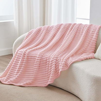 BEDELITE Fleece Pink Throw Blanket for Couch - 300GSM Soft & Warm Valentines Blanket Gifts for Women Girls, Decorative Spring Pink Blankets for Home, 50"x60"