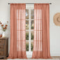 BGment Terracotta Linen Curtains for Living Room 84 Inch Length, Semi Sheer Lightweight Rustic Country Window Drapes Textured for Bedroom Farmhouse Decor Rod Pocket, 2 Panels Set, Each 38 Inch Wide