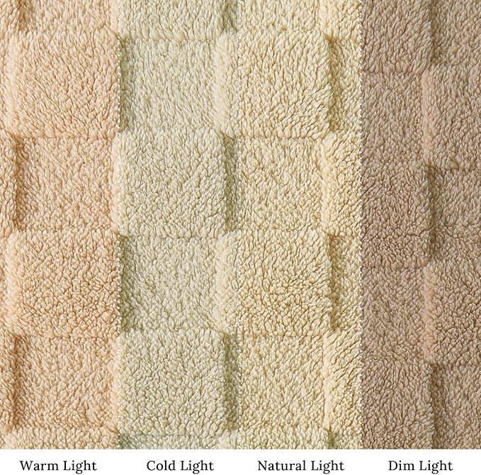 Exclusivo Mezcla Fleece Throw Blanket for Couch,Super Soft and Warm Lightweight Checkered Pattern Blankets for All Seasons,50x60 Inches, Beige