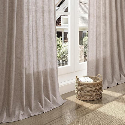 Nanspring Brownish Grey Linen Curtains for Living Room 100 Inches Long Back Tab Light Filtering Semi Sheer Curtain Modern Farmhouse Decor for Bedroom Office Luxury Textured Drapes 52x100, 2 Panels