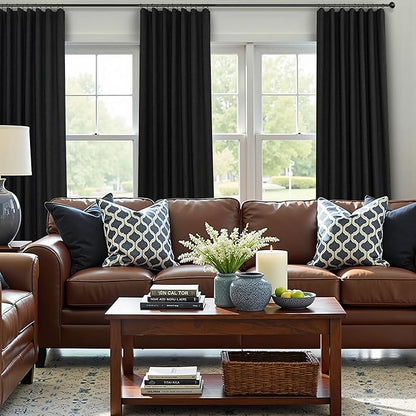 Black Out Curtains 45 Inch Long 2 Panels Burg for Bedroom Small Windows Pocket Modern Farmhouse Linen Look Room Darkening Insulated Half Short Blackout Curtain for Bathroom Kitchen Doors 45L Length
