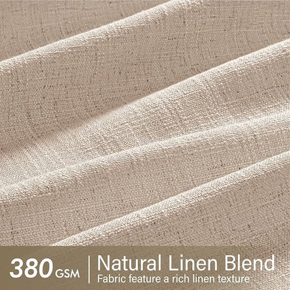 MIULEE Pinch Pleated Thick Linen Curtains 84 Inches Long 2 Panels for Living Room Bedroom, Linen Textured Memory Trained Drapes Pleat Back Tab Light Filtering Sand Beige Window Curtains with Hooks