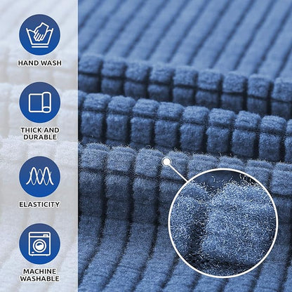 KEKUOU Stretch Single Sofa Slipcover 1 Piece Couch Sofa Cover (31"-55") Furniture Protector 1 Seater Sofa with Elastic Bottom for Kids,Pet.Jacquard Small Checked Pattern Fabric(Small,Riverside)