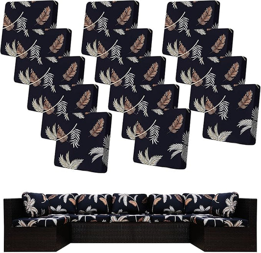 14Pcs Stretch Patio Cushion Covers,Outdoor Couch Covers Replacement,Outdoor Couch & Sofa Slipcovers,for Patio Furniture Cushion Cover,Washable Reusable Furniture Protector (Coconut Ttrees,Cover Only)