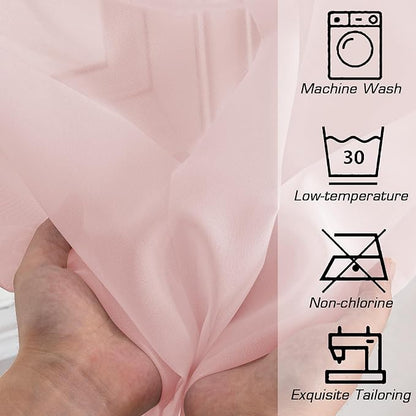Simplebrand Blush Sheer Curtains 72 Inches Long 2 Panels for Living Room, Rod Pockets Airy Window Treatments Voile Sheer Black Curtains Panels Lightweight for Front Back Patio Glass Door, 42" Width