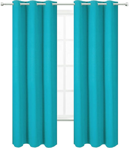 LEMOMO Teal Thermal Blackout Curtains/42 x 95 Inch/Set of 2 Panels Room Darkening Curtains for Bedroom