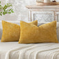 MIULEE Pack of 2 Lumbar Couch Throw Pillow Covers 20x12 Inch Neutral Gold Modern Boho Accent Decorative Pillow Covers Soft Chenille Farmhouse Cushion Covers for Home Decor Bed Sofa Living Room
