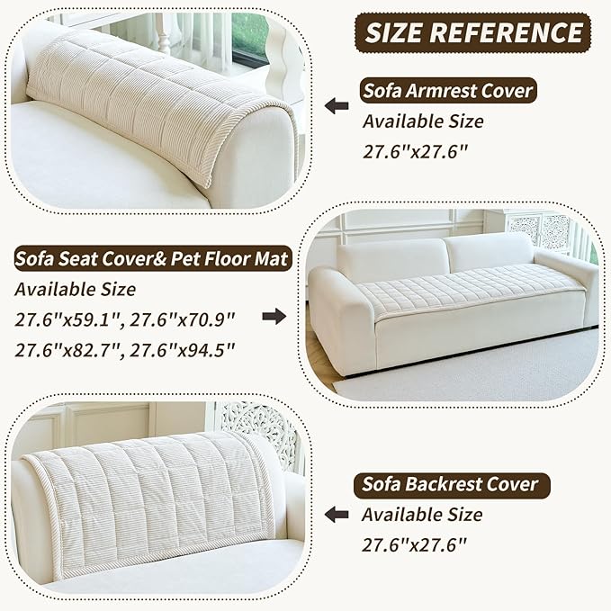 Couch Covers for Dogs Washable, Non Slip Couch Covers for Loveseat Sofa Pet Friendly, Soft Fuzzy Sofa Covers for Pet, Dog Couch Cover Furniture Protector(1PC,Beige White,27.6"x27.6")