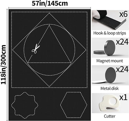 BKSAI 100% Blackout Window Cover, Portable Magnetic Black Out Curtains for Window, Black Out Shades No Drill Cuttable Blackout Blinds for Bedroom, RV, Nursery, Media Room, 118x57 inch