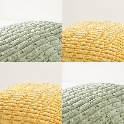 Fancy Homi Set of 4 Spring Boho Decorative Throw Pillow Covers 20x20 Inch for Couch Bed Sofa, Sage Green Yellow Room Decor, Soft Fuzzy Fluffy Cozy Corduroy Textured Cushion Case 50x50cm