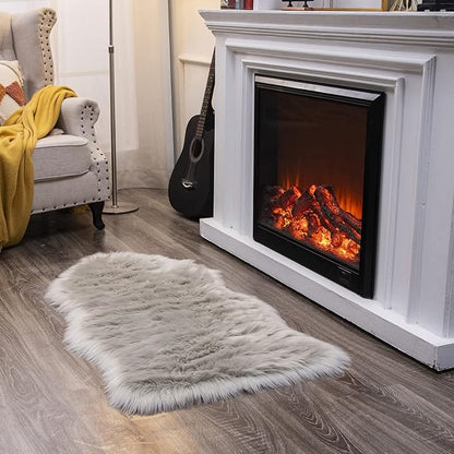 EasyJoy Ultra Soft Fluffy Shaggy Area Rug Faux Fur Rug Chair Cover Seat Pad Fuzzy Area Rug for Bedroom Floor Sofa Living Room (2 x 4 ft Sheepskin, Light Grey)